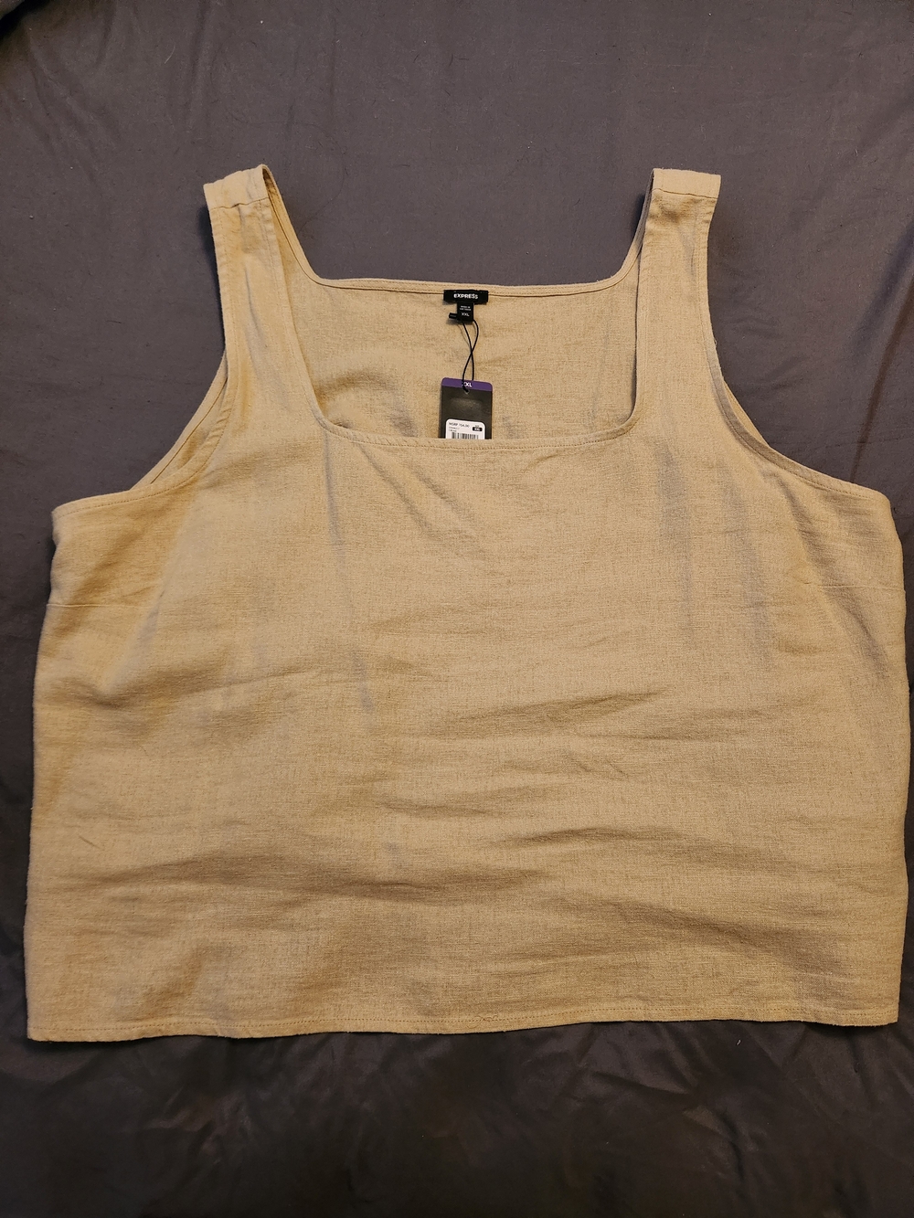 Express Beige Square-Neck Tank Top